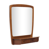 Vintage teak framed mirror with drawer section 64x57cm