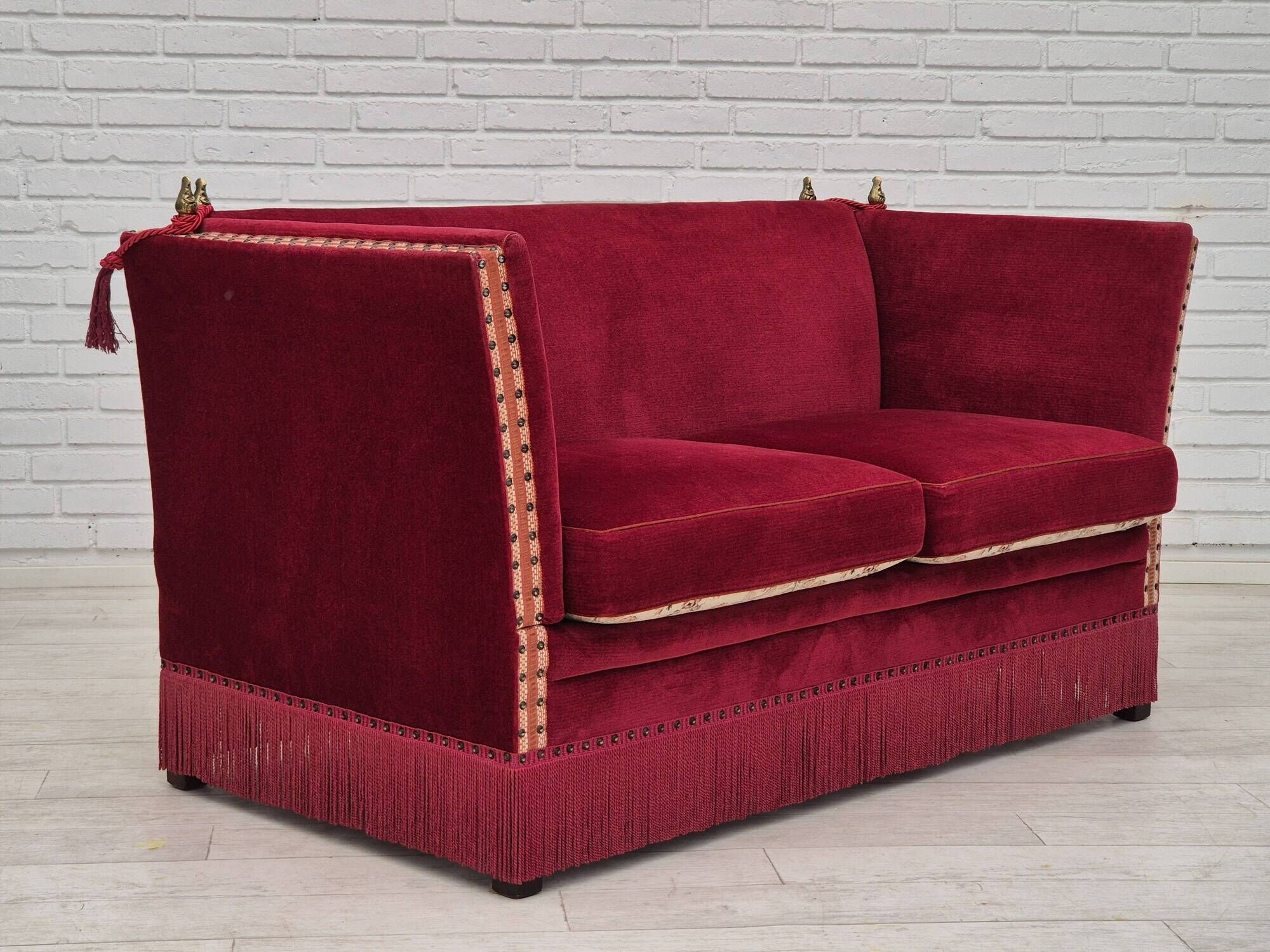 1970s, Danish 2 seater sofa, original condition, furniture velour, ash wood.
