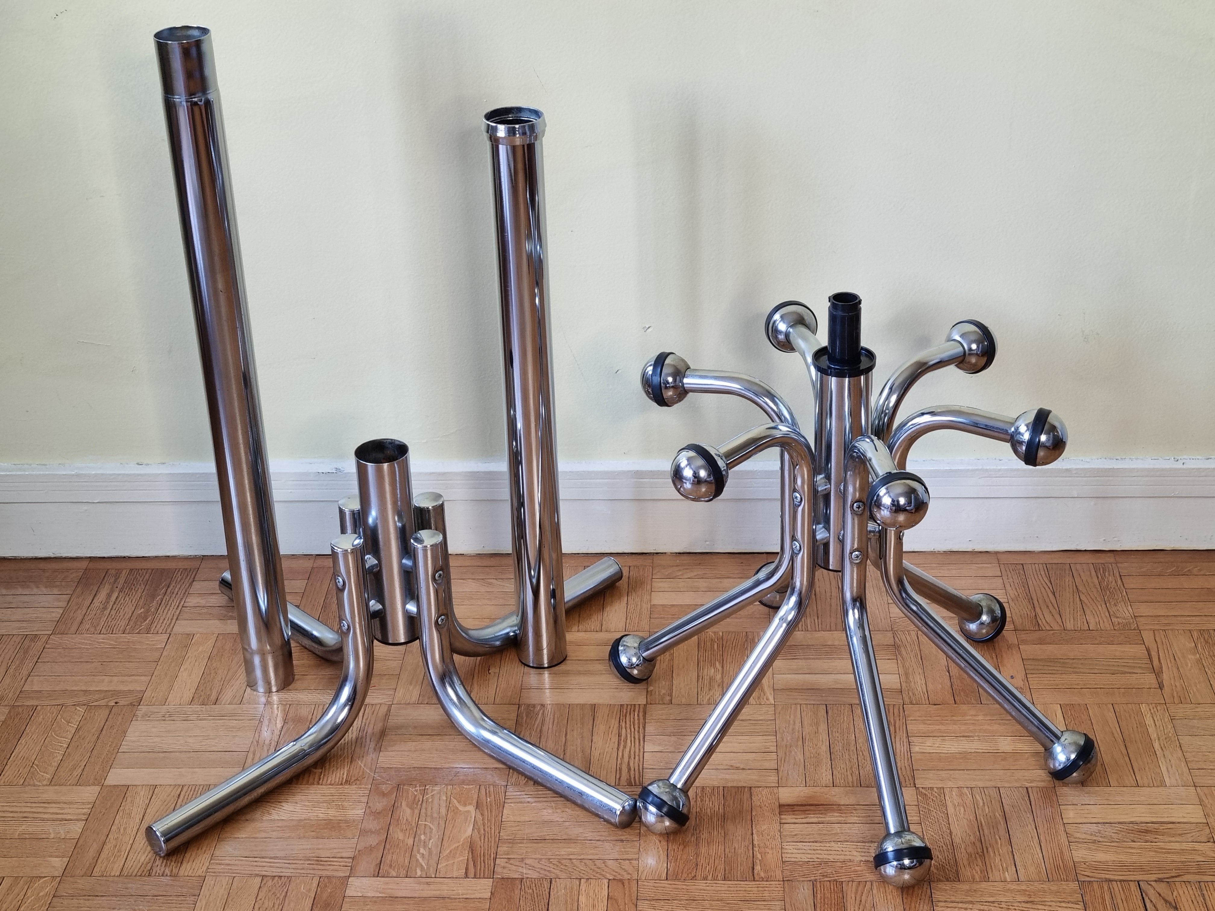Vintage chrome metal coat rack, 70s-80s