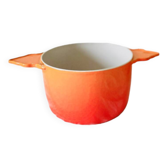 Small orange cast iron casserole dish Cousances Le Creuset