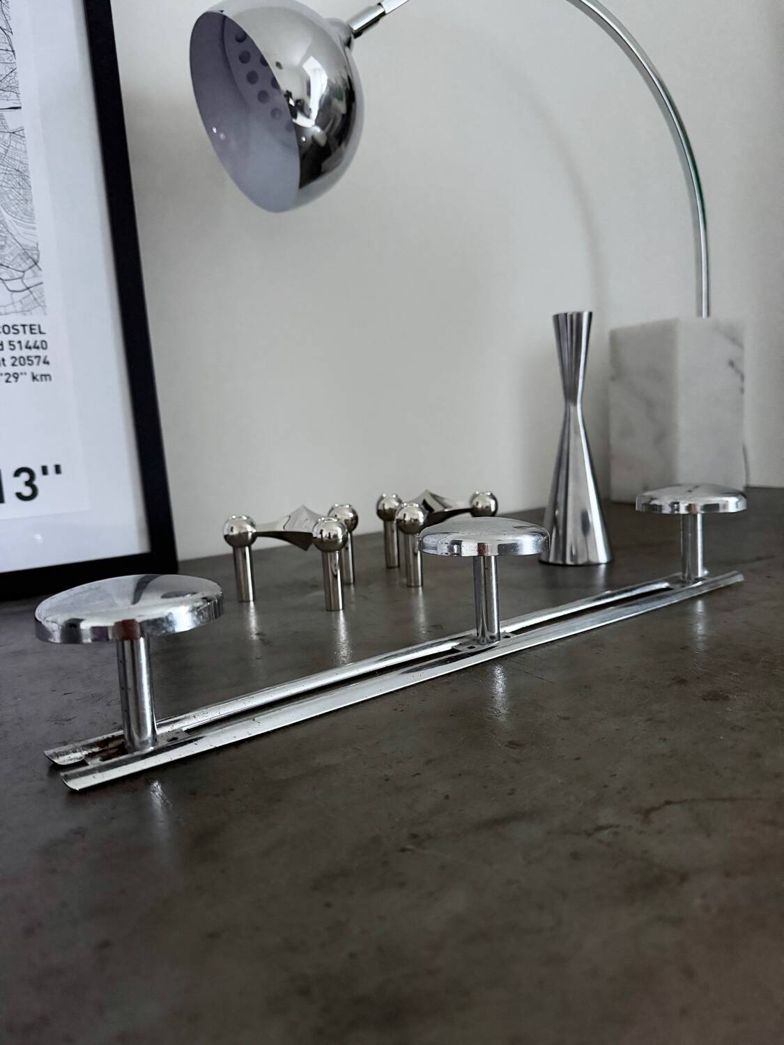 Vintage chrome wall coat rack