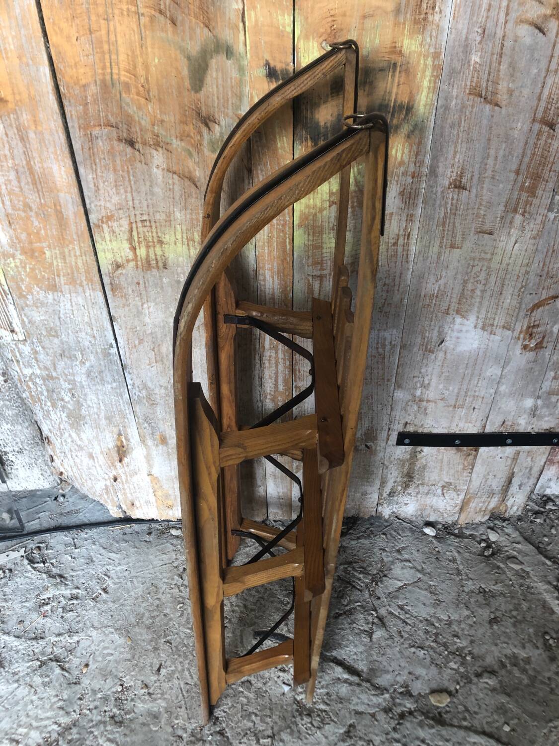 Ancienne luge en bois & lames metal vintage #a355