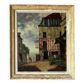 Oil on canvas signed CH Chaloy "Parisian Street" 1953 painting
