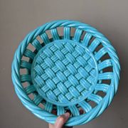 Woven ceramic fruit bowl from the 1950s
