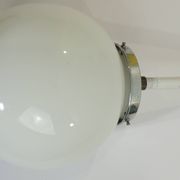 Vintage 70s pendant lamp in white opaline glass, 20 cm globe, chrome, light