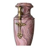 Pair of urns in pink marble and gilt bronze