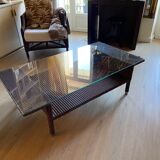 Coffee table rattan wicker glass