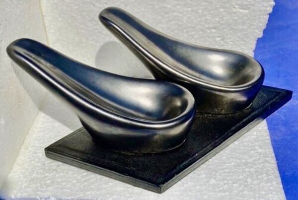 Porte-pipe céramique noir irisé forme libre 50's