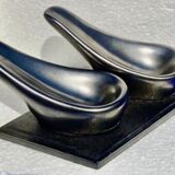Pipe holder Ceramic Black Iridescent Free Form 50's