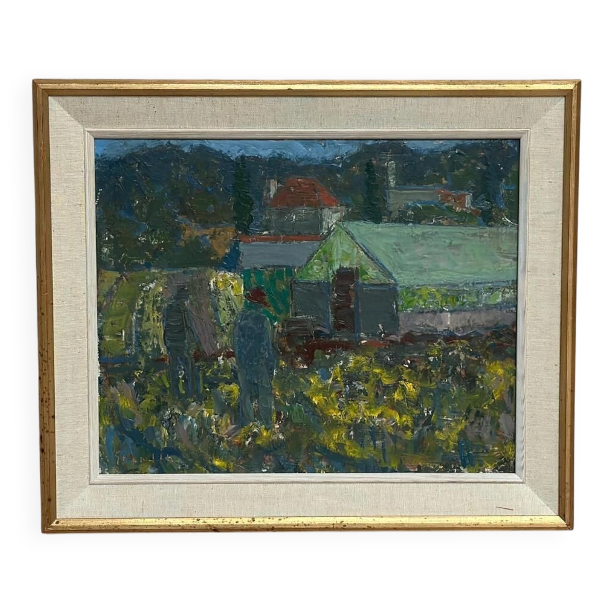 Original Swedish Oil on Panel – “Farm” by Svän Grandin – Signed – Vintage