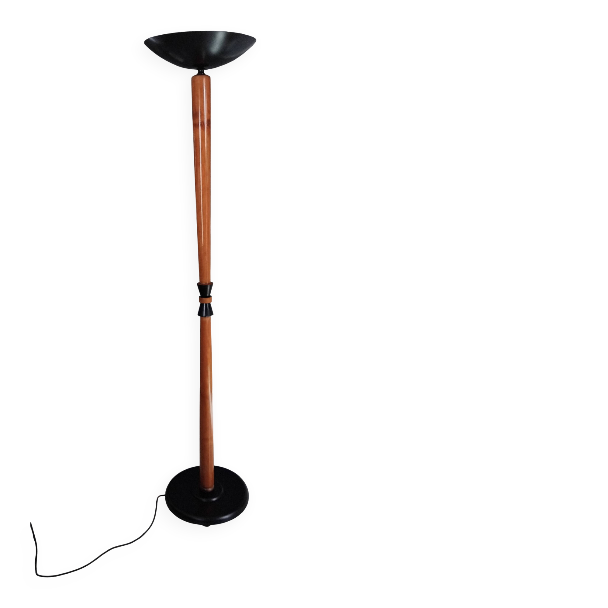 Vintage wooden metal floor lamp from the 80s.