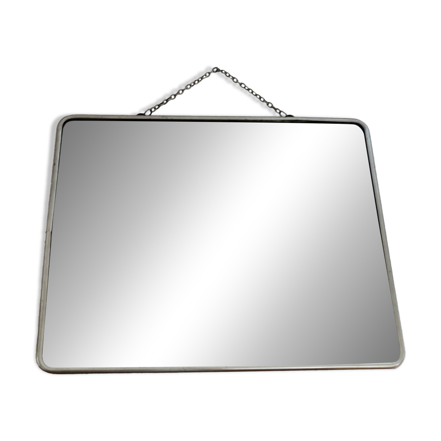 Antique barber's mirror with chain, art deco, 1940s-1950s