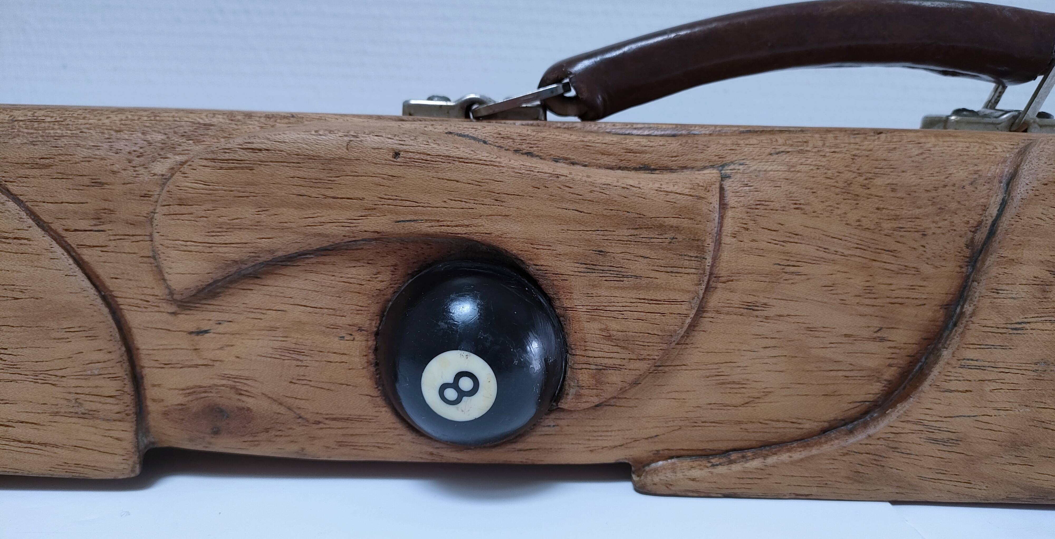 étui bois queue billard vintage