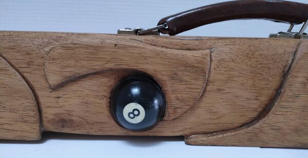 étui bois queue billard vintage