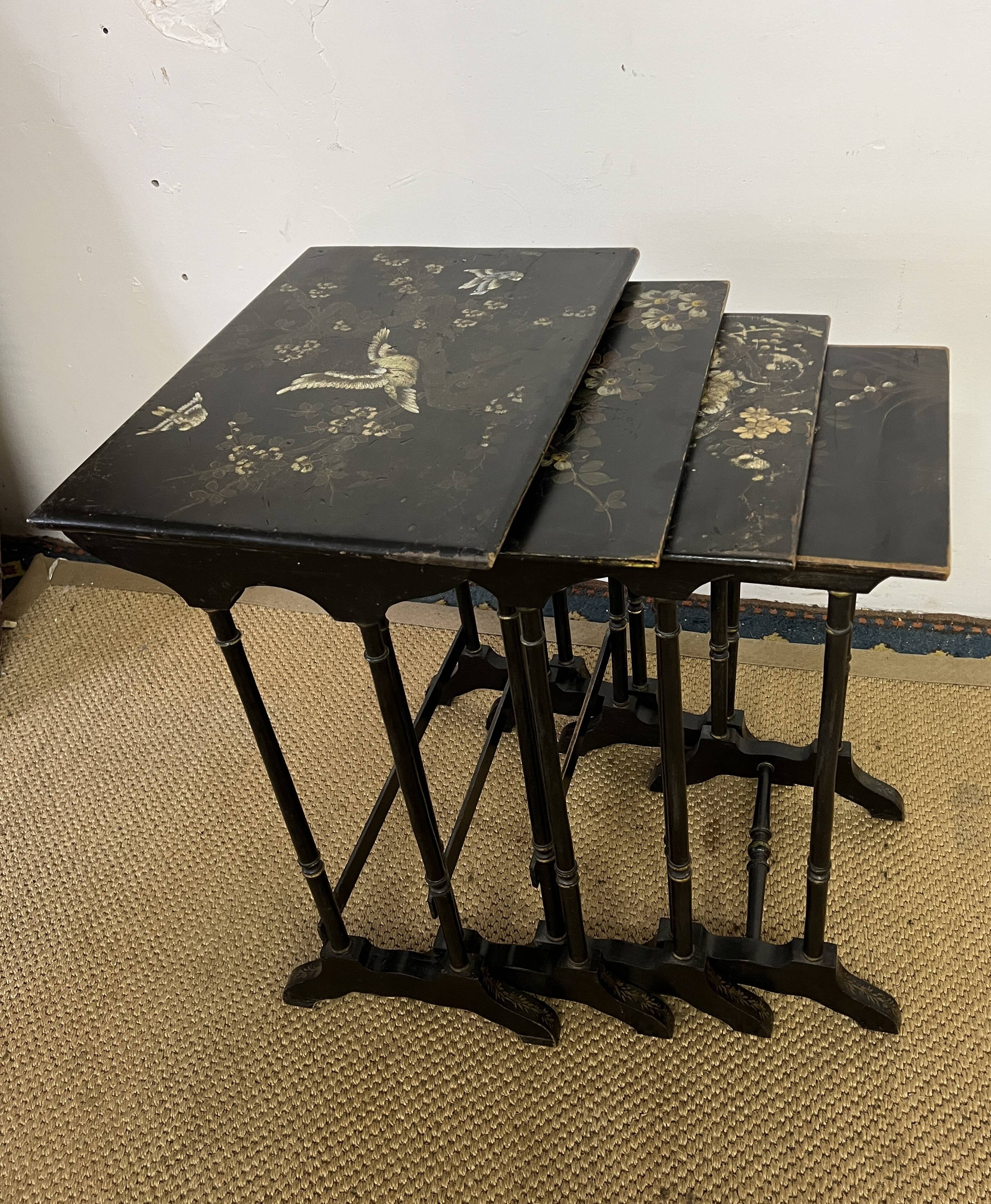 Set of 4 wooden nesting tables, Napoleon III