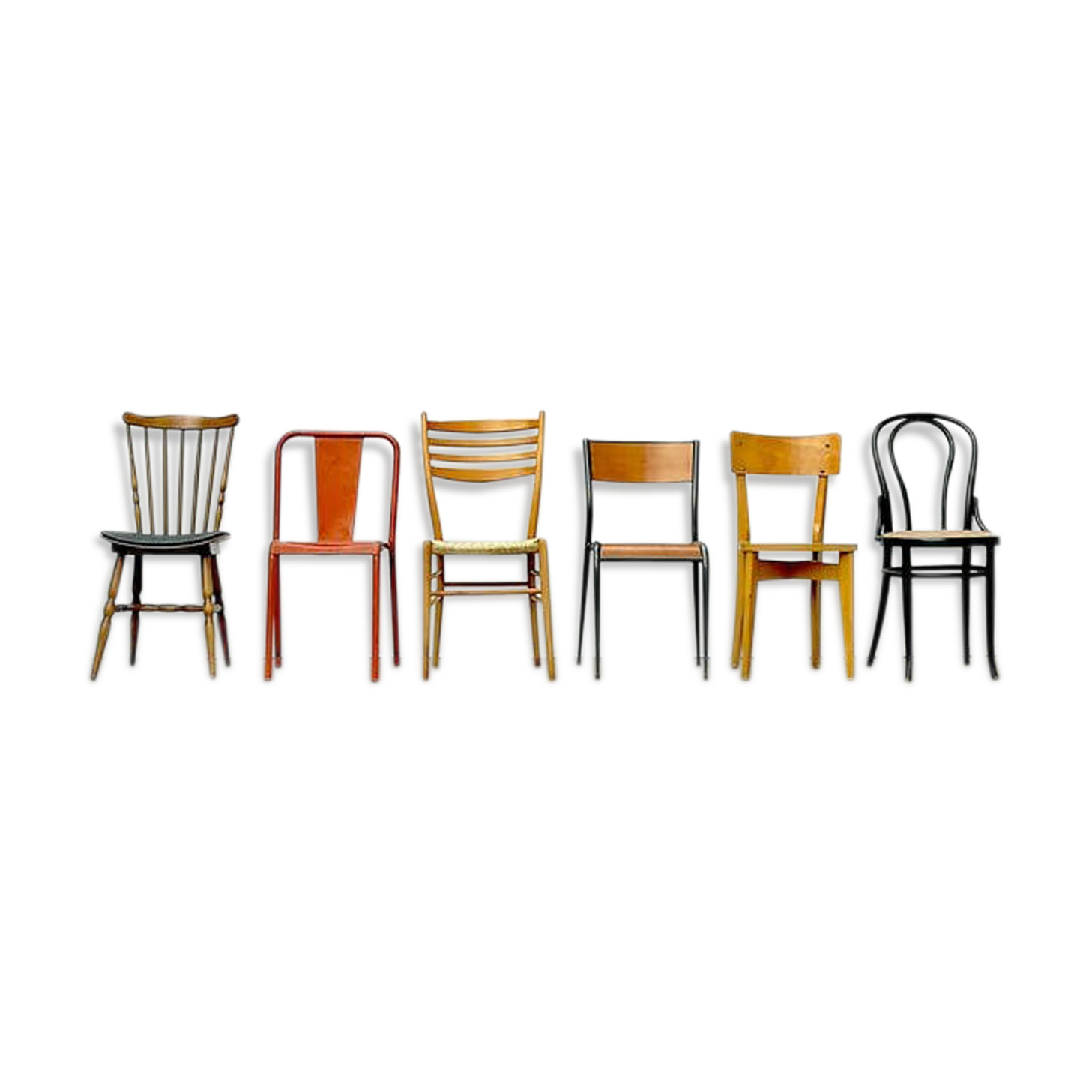 Lot of 6 vintage depareillees chairs