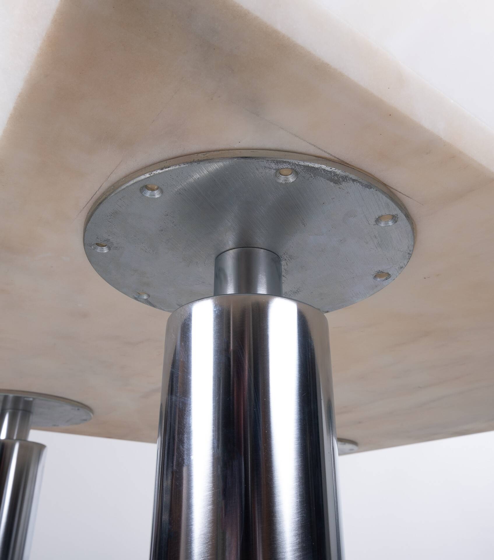 Wolfgang C.R. Mezger Marble on steel coffee table 1980s