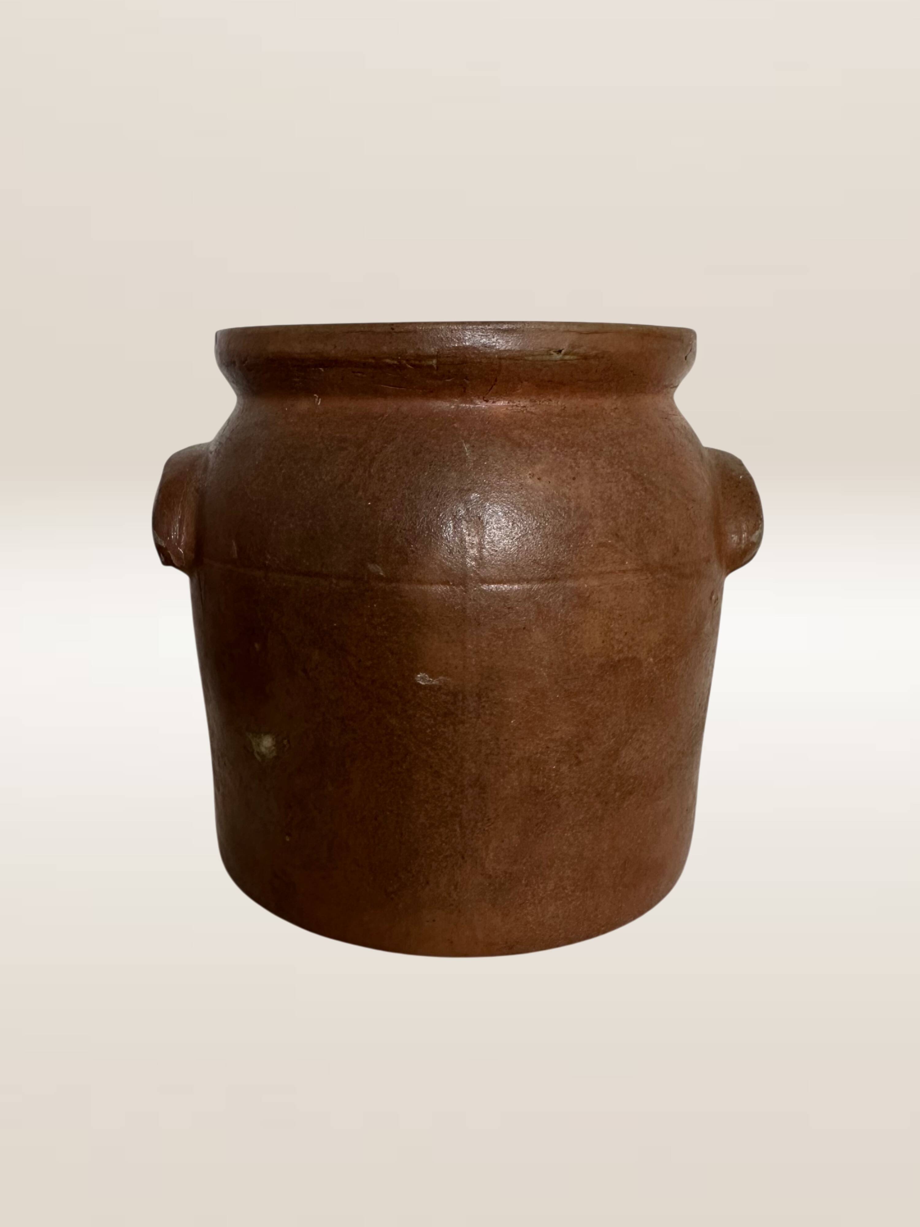 Pot à graisse en grès brun brut