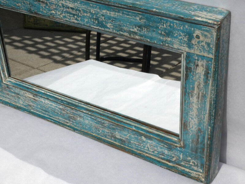 Mirror Wood Old Teak Patina Blue White 57x3x31cm 20