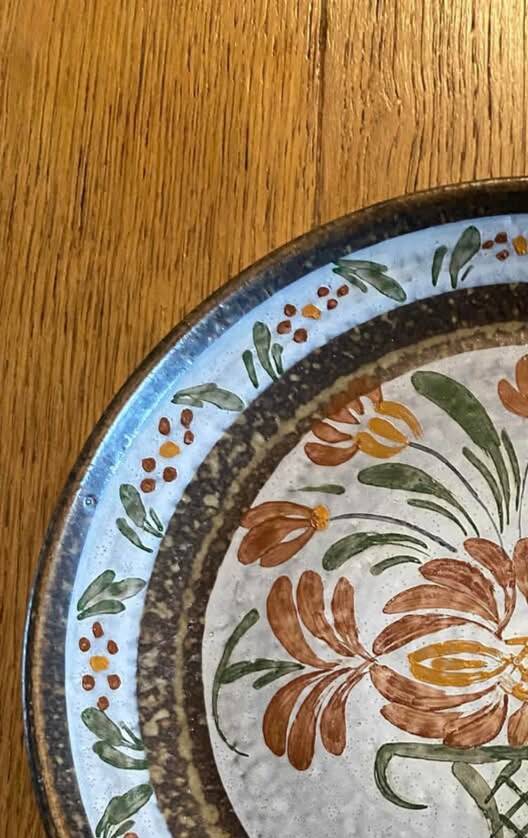 Stoneware dinner plate stamped Keraluc Quimper MPB
