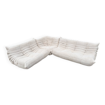 Ligne Roset Togo 3 places, 2 places et d'angle en velours côtelé beige