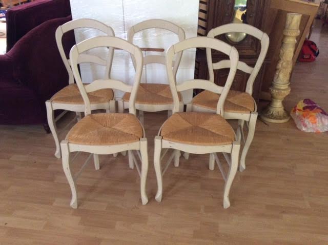 Lot de 5 chaises en chêne cérusé