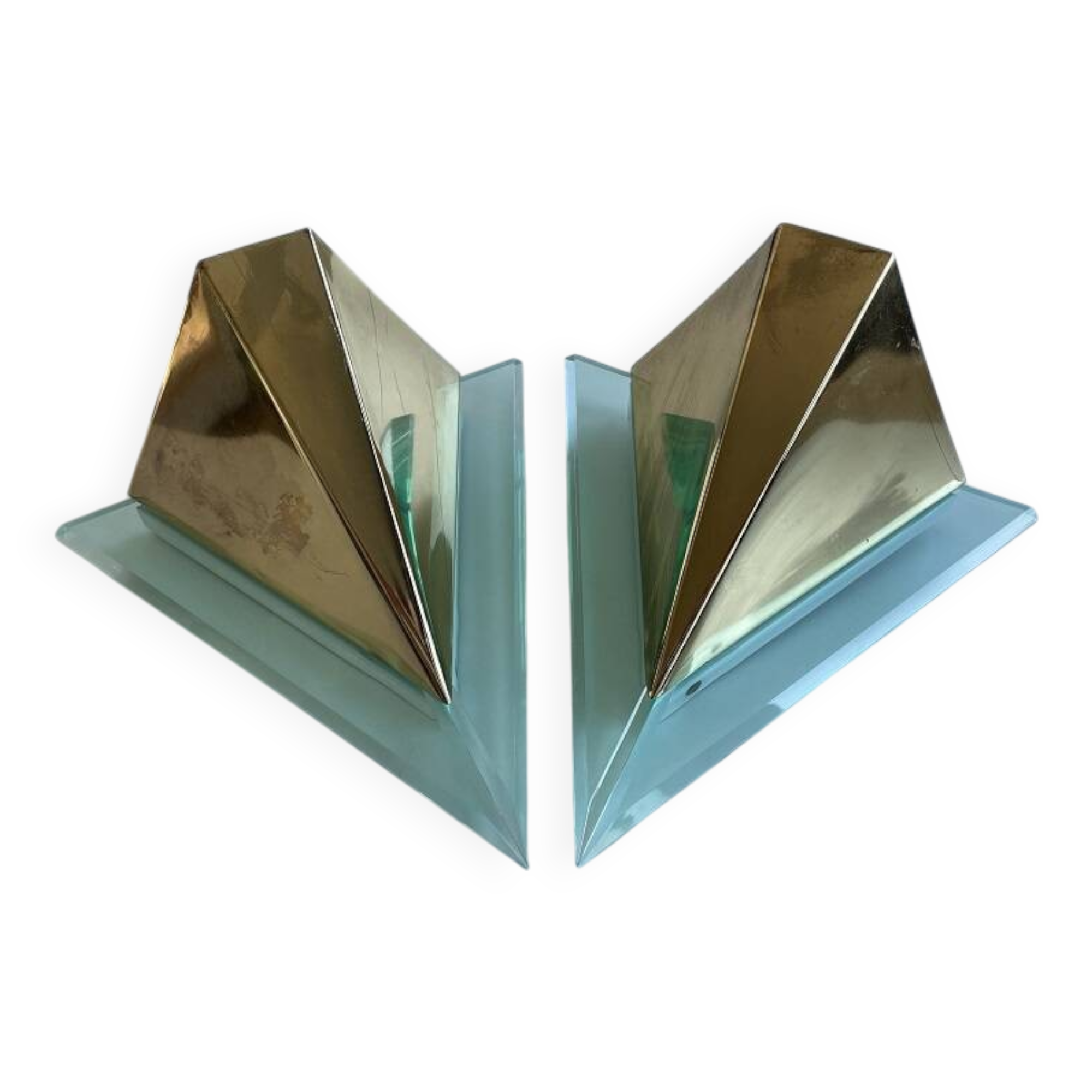 Pair of wall lights with geometric design from the 80s