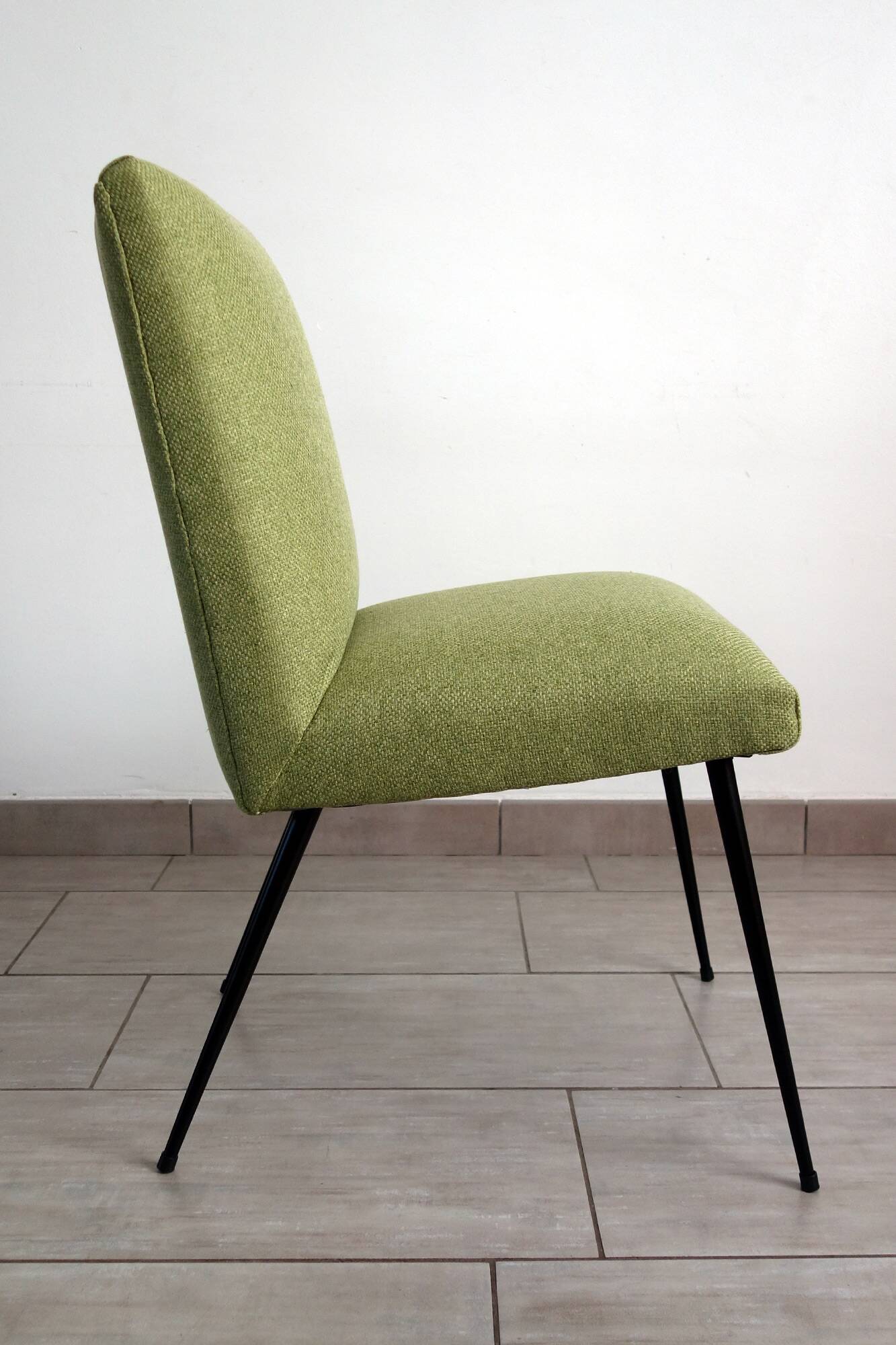 Vintage restored fabric and metal chair from the 50s/60s