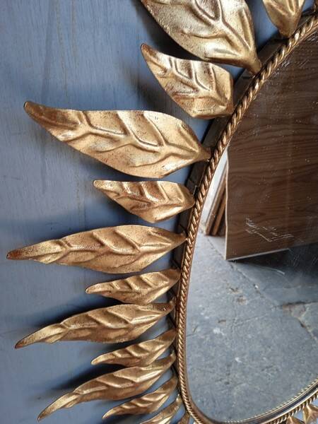 Sun mirror 75 cm gold metal period 1950
