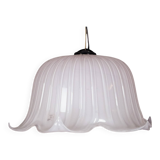 Large vintage flower-shaped chandelier in pink Murano glass, Italy 1980s.