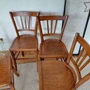 Set of 4 vintage bistro chairs in wood - brasserie style