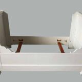 White lacquered solid wood sleigh bed