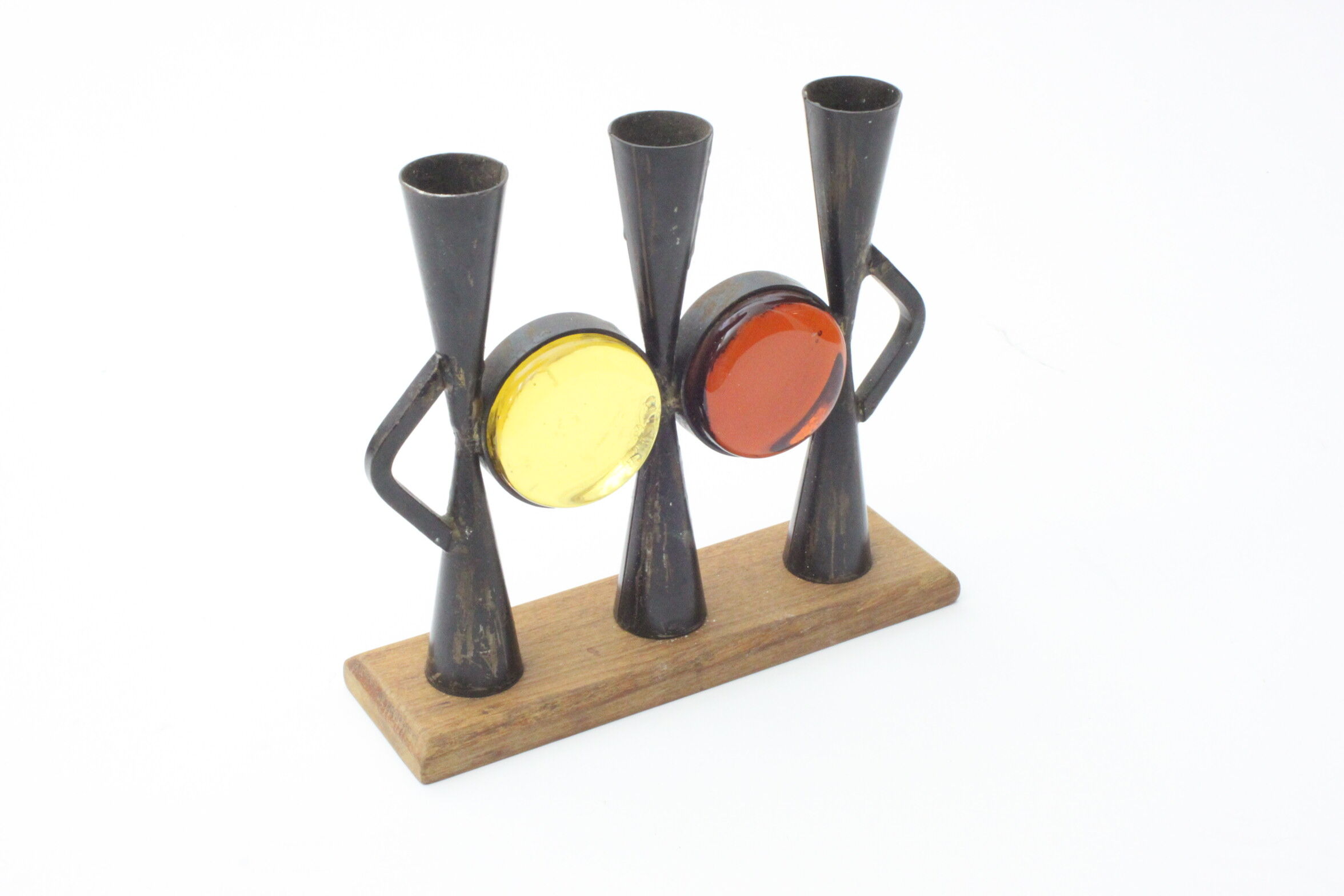 Wrought iron candle holders by Erik Hoglund & Pierre Forsell  for Bo Svensk, Sweden 1950s.