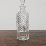 Vintage Faceted Cut Glass Round Whiskey Decanter