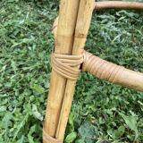 Vintage rattan and cane side table