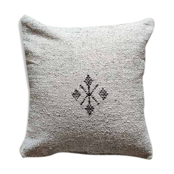 Coussin marocain gris clair fait main en coton — Beyit