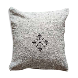 Coussin marocain gris clair fait main en coton