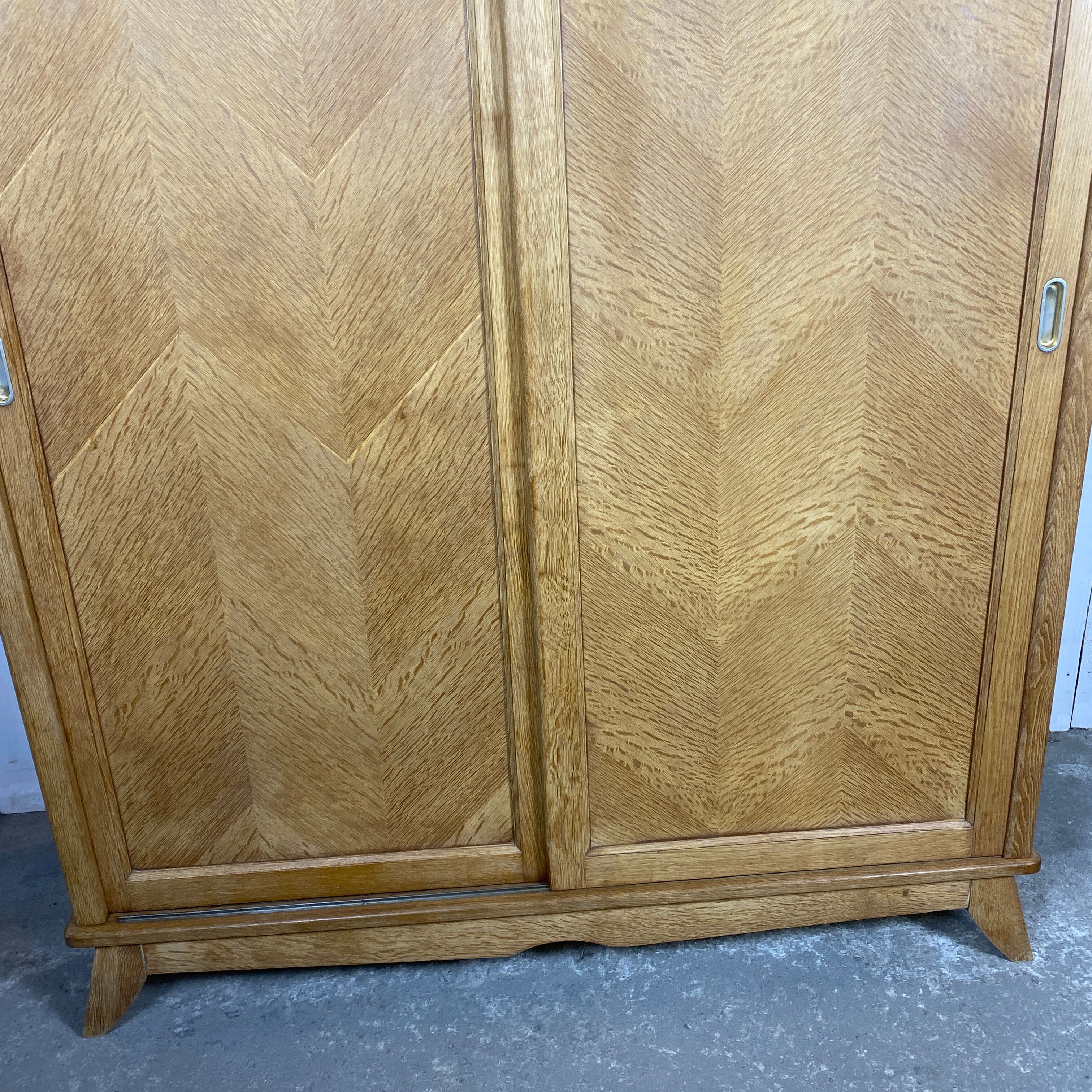 Vintage oak cabinet raw feet compass