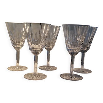 5 antique large glasses for wine/water, cut crystal