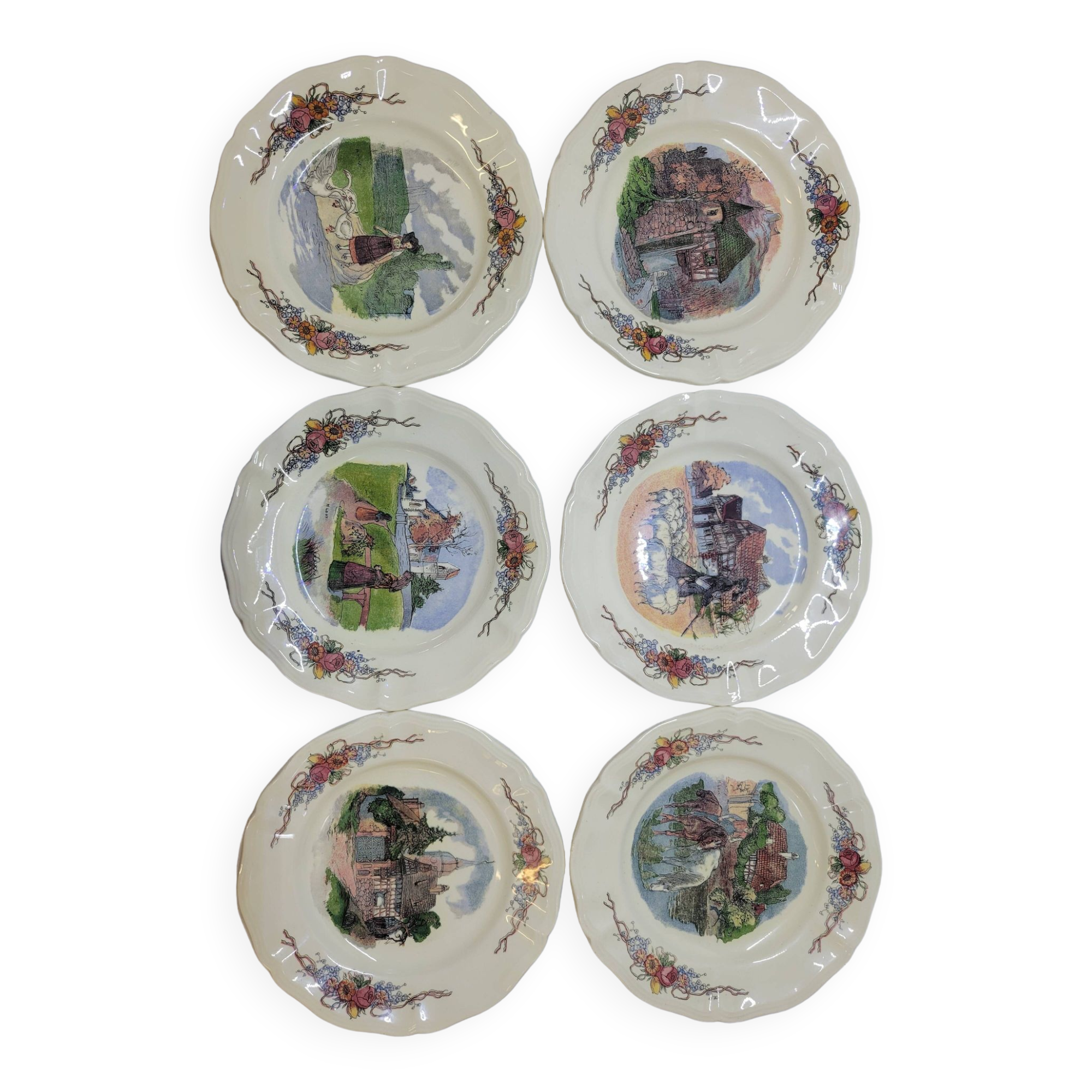 6 Small Dinner Plates Diameter 21 Cm Sarreguemines Obernai Loux