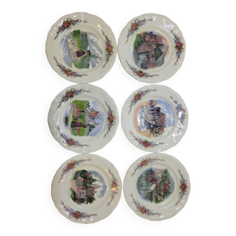 6 Petites Assiettes Plates Diamètre 21 Cm Sarreguemines Obernai Loux