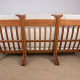 Danish sofa in solid oak and fabric, model GE375 by Hans Wegner 1960.