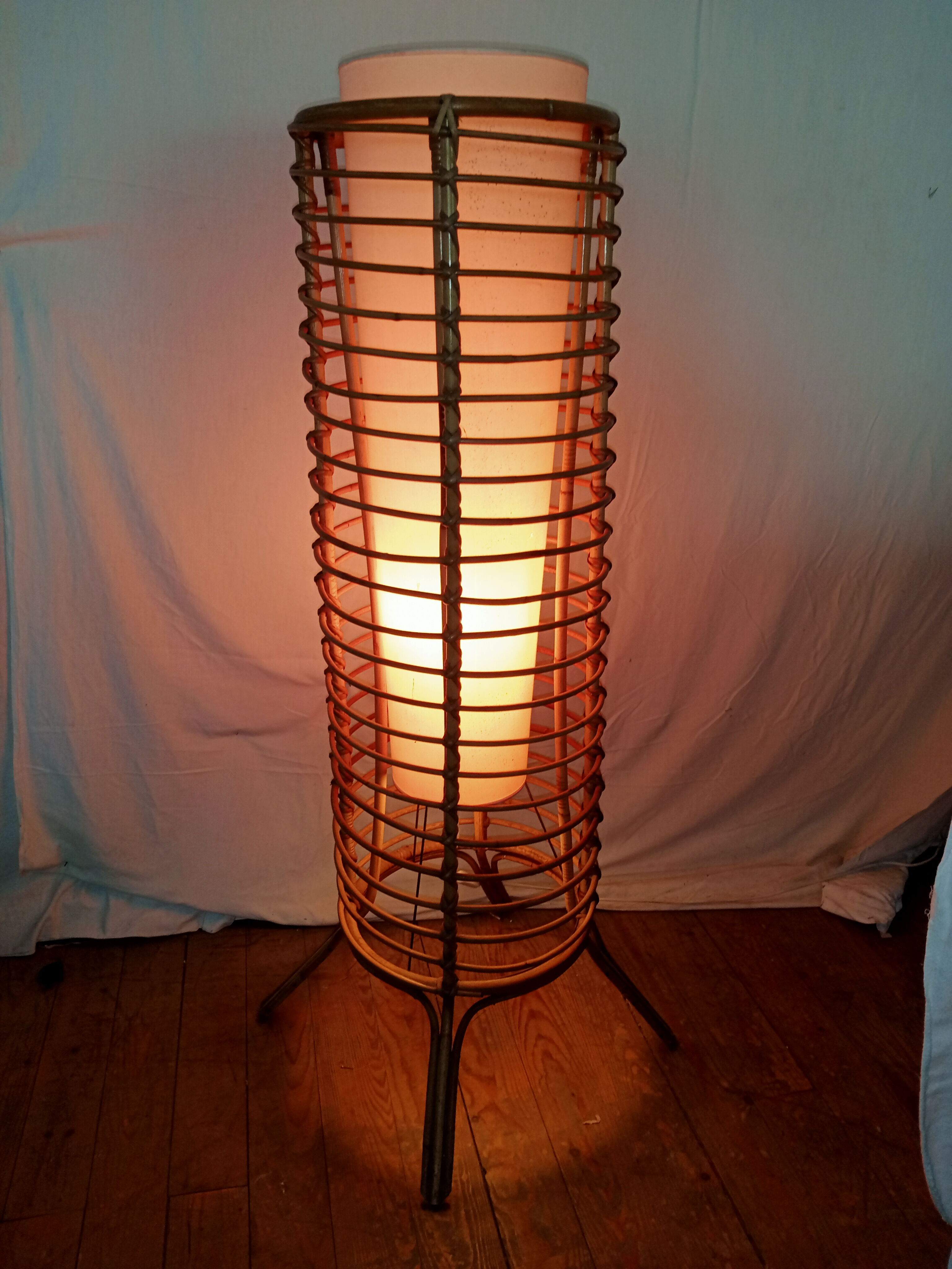 Vintage bamboo floor lamp