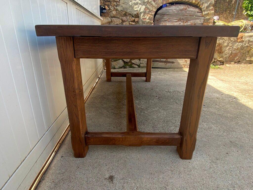 Farmhouse dining table in solid oak 1980