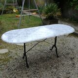 Marble and cast iron bistro table