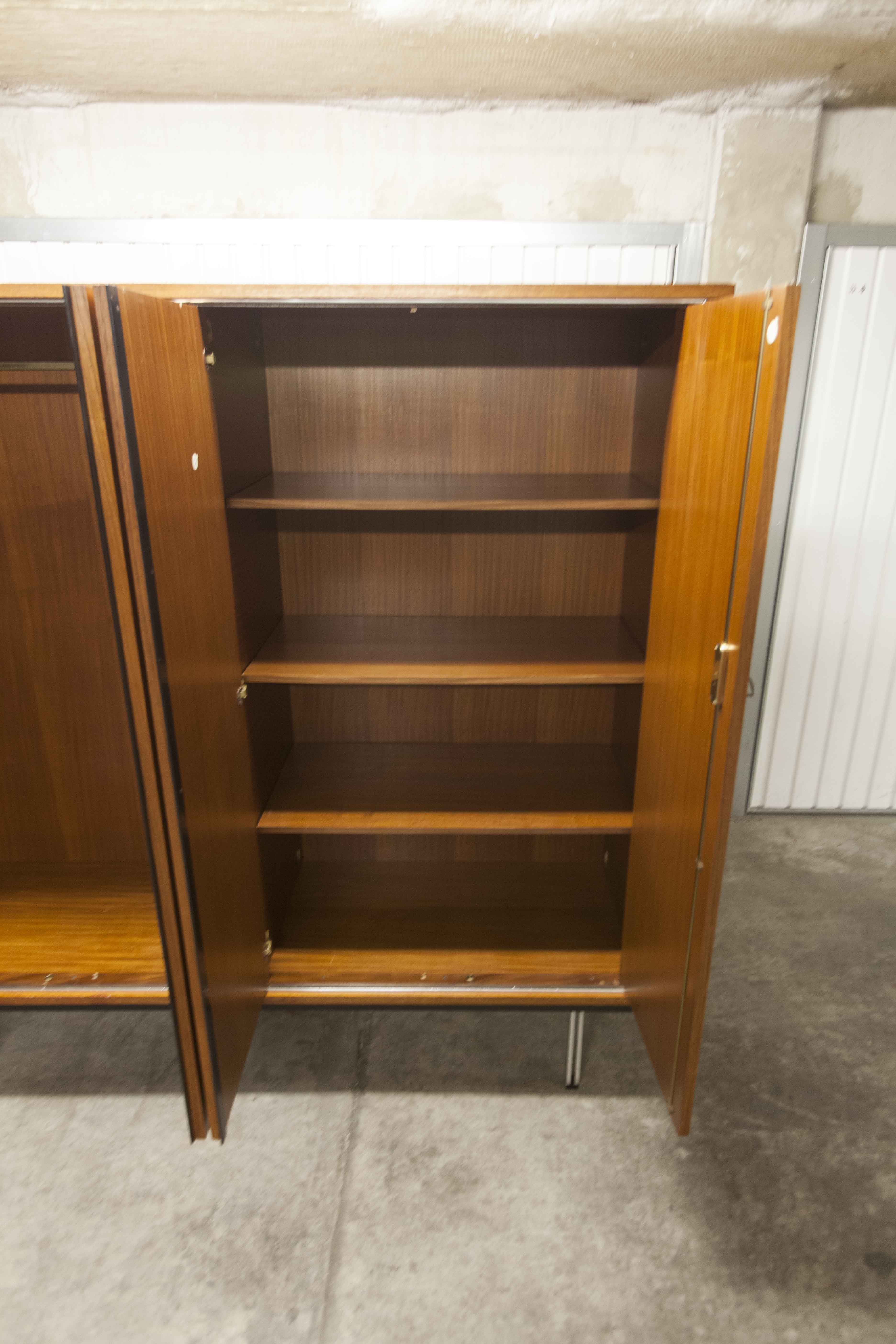 Wardrobe 1970 teak 4 doors half wardrobe half shelf 182 cm