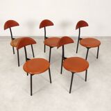 Set of 5 Linea Veam leather tripod chairs