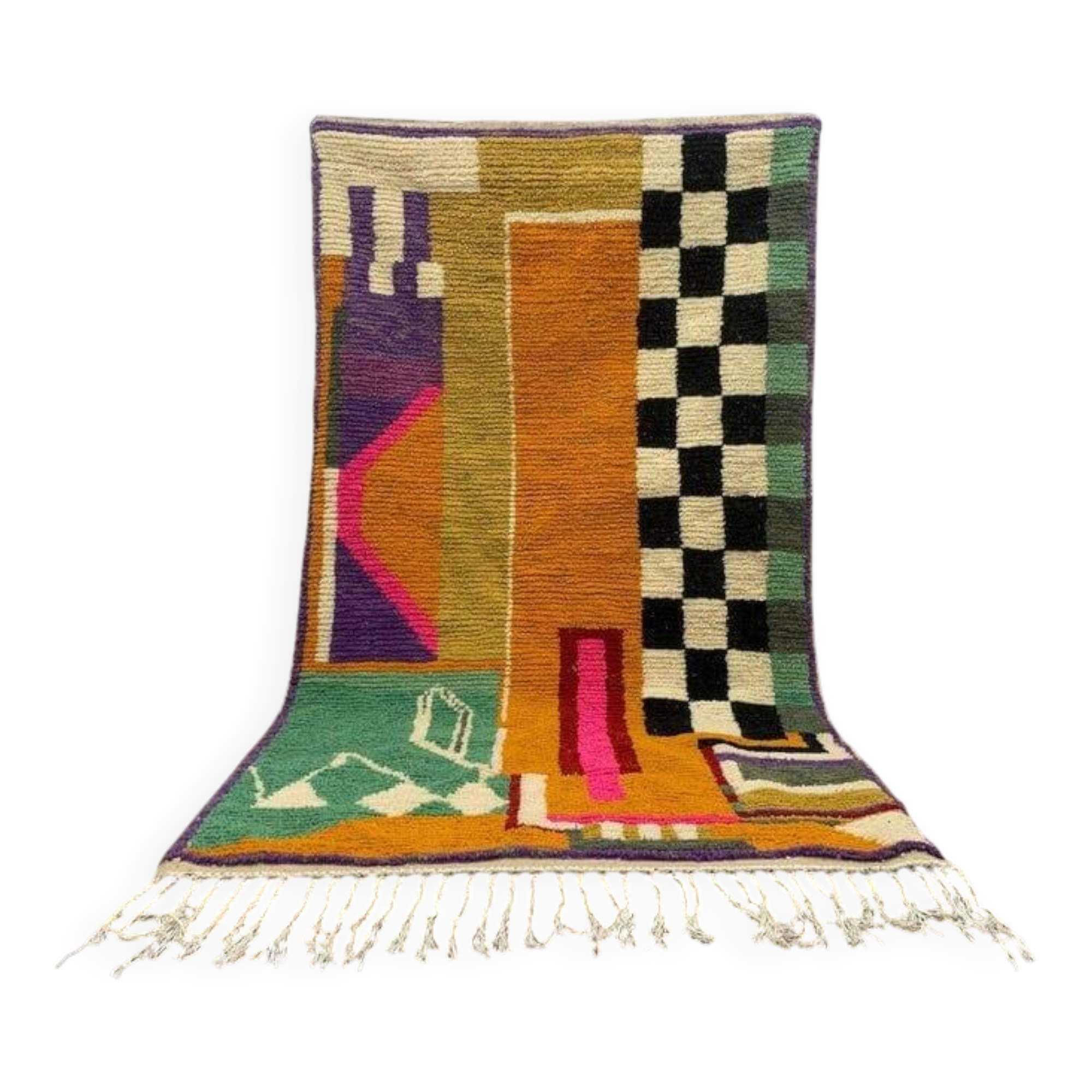 Tapis en laine naturelle fait main traditionnelle taille 150 x 250 cm