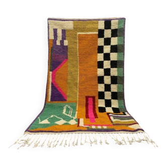 Traditional handmade natural wool rug, size 150 x 250 cm