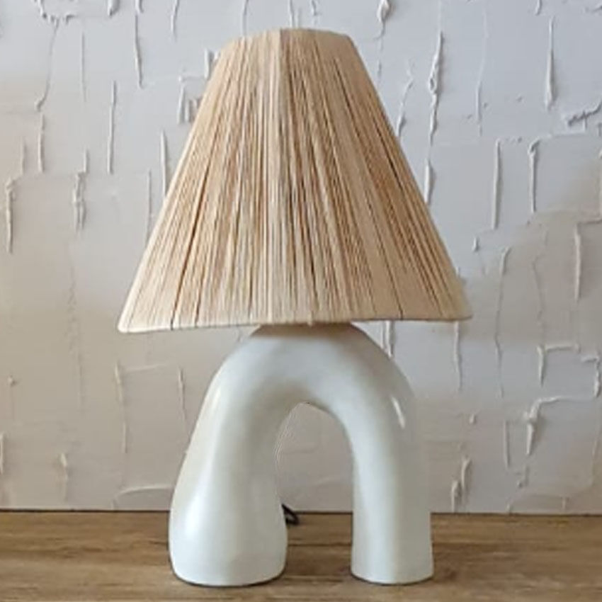 Tadelekt lamp with raffia shade